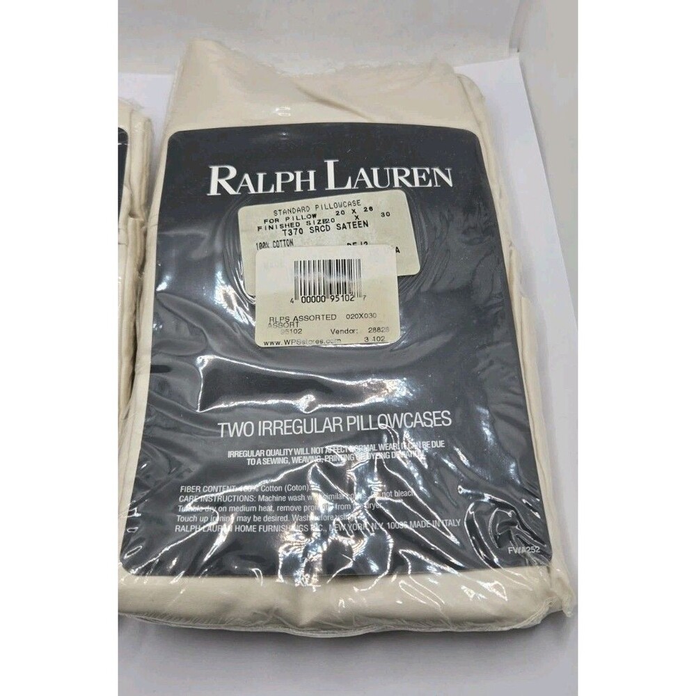 1 NEW Ralph Lauren Irregular Pillowcase Set Std Size Avery Design Cotton Vtg